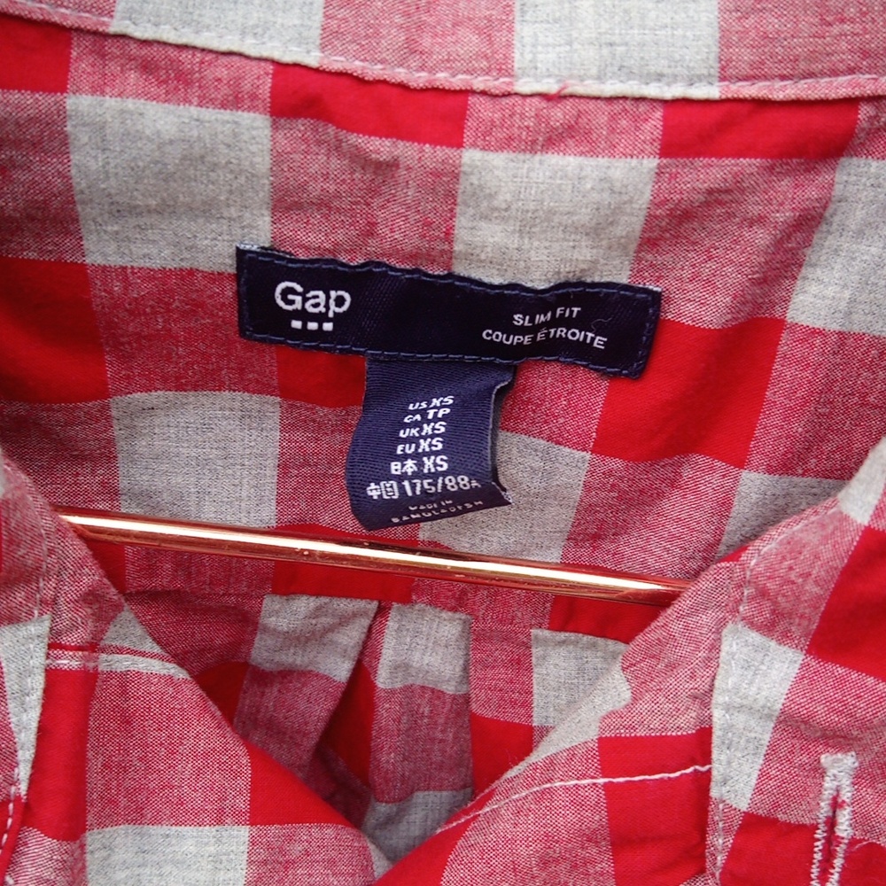 Gap Gray Red Checkered Long Sleeve Button Down Sh… - image 4